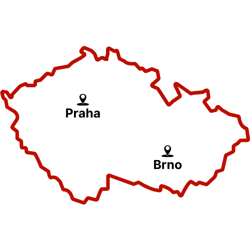 Mapa showroomů Praha a Brno
